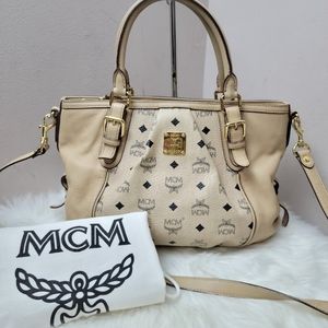 100% Authentic MCM beigh shoulder bag